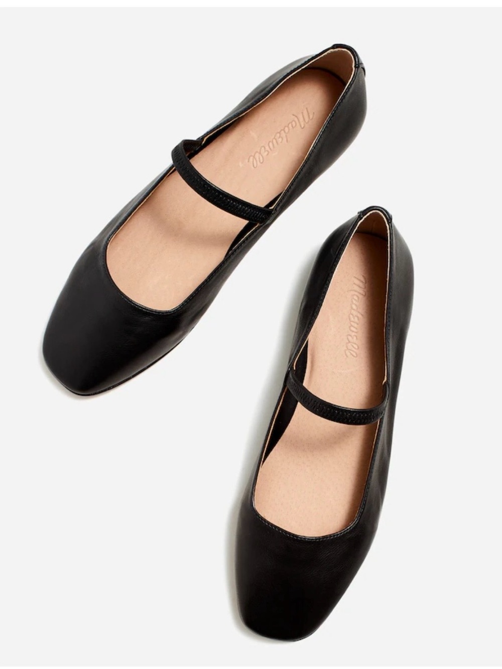 Madewell Greta Women’s Black Leather Mary Jane Flats with Elastic Strap Size 7